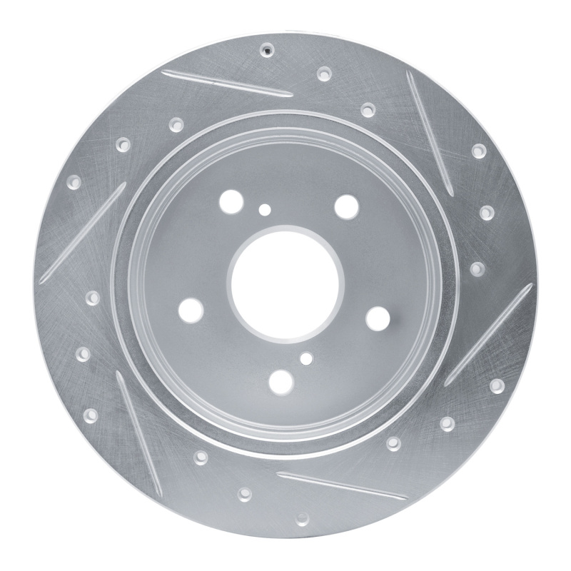 Lexus ES350 Brake Rotor (1) - Rear Left - R1 Concepts - Drilled & Slotted - Silver - `15-`25